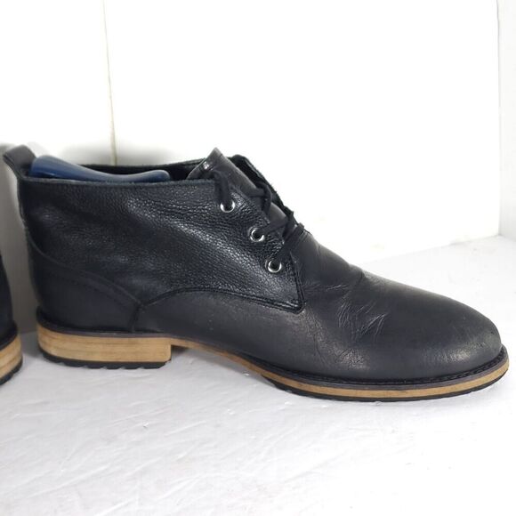 Andrew Marc Men's Nykanel US 11 Black Leather Lace-Up Ankle Chukka Boots - Picture 7 of 14